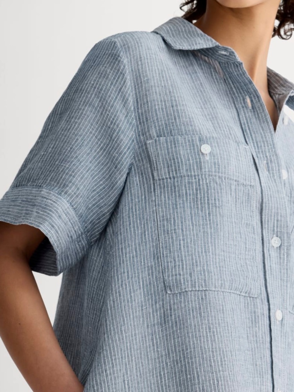 Everlane The Daytripper Shirt Dress Womens XXS 100% European Flax Linen Striped - Picture 3 of 13